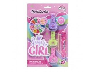 Set pentru manichiura cu 3 lacuri si accesorii Super Girl Martinelia