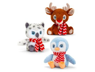 Jucarie de plus Animale cu fular Adoptable World Christmas 16 cm Keeleco 3 tipuri