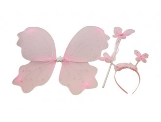 Aripi de fluture roz cu bagheta si cerc 6796