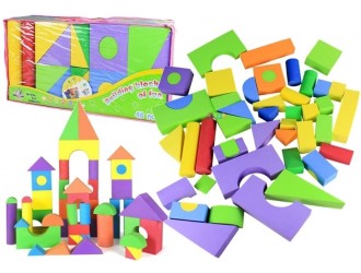 1087 Set blocuri multicolore din spuma diverse forme 48 el.