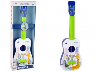 10959 Синяя игрушечная гитара укулеле с изображениями животных