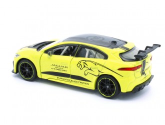 Macheta auto Jaguar I-PACE e-TROPHY, 1:36, Yellow, Tayumo Mecanism pull-back, sincron