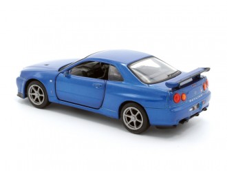 Macheta auto Nissan GT-R34 V-Spec II, 1:36, Blue, Tayumo Mecanism pull-back, sincron
