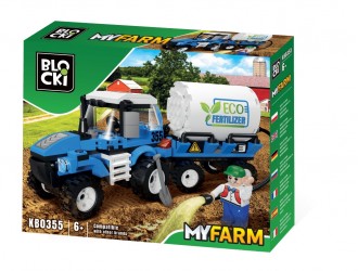 Set de constructie Tractor cu rezervor ingrasaminte Blocki MyFarm Tractor with fertilizer tank