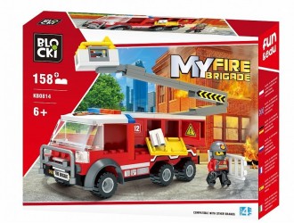 Set de constructie Camion de Pompieri cu macara Blocki MyFireBrigade