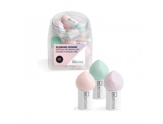 Burete makeup cu maner, pentru fond de ten IDC Institute asortate culori pastel