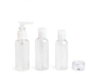 IDC INSTITUTE TRAVEL SET capacity; 2*100ml + 1x80ml +1jar 10gr