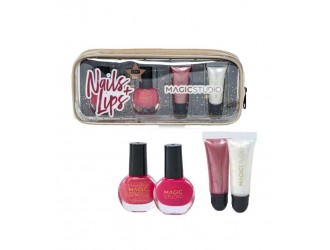 Trusa 2 lacuri de unghii si 2 balsam de buze Nail & Lips Magic Studio Colorful