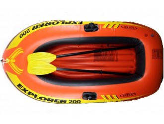 Надувная лодка "Explorer 200" с веслами и насосом, 185x94x41 см, до 95 кг, от 6 лет, INTEX