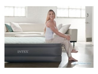 Надувная кровать "Velur Deluxe" 152x203x46 см с встроенным насосом 220V, до 272 кг, INTEX