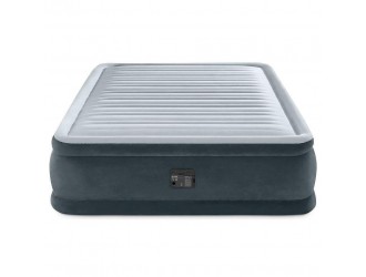 Надувная кровать "Velur Comfort-Plush" 152x203x46 см с встроенным насосом 220V, до 272 кг, INTEX