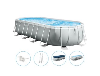 Овальный каркасный бассейн Intex Prism Frame, 610 x 305 x 122 см, в комплекте с фильтр-насосом