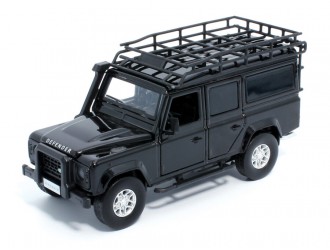 Модель автомобиля Land Rover Defender 110, 1:32, Черный Выдвижной механизм, свет и звук