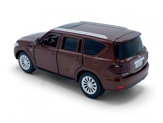 Модель автомобиля Nissan Patrol Y62, 1:32, Коричневый Выдвижной механизм, свет и звук
