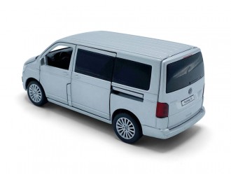VW Multivan модель автомобиля, 1:32, Серебристый, активное рулевое управление - передние колеса, подвеска, свет и звук