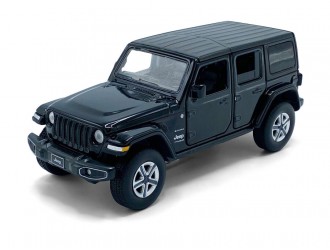Jeep Wrangler Sahara модель автомобиля, 1:32, Черный активное рулевое управление - передние колеса, подвеска, свет и звук