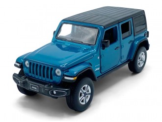Jeep Wrangler Sahara модель автомобиля, 1:32, Синий активное рулевое управление - передние колеса, подвеска, свет и звук