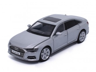 Macheta auto Audi A6, 1:32, Silver directie activa roti fata, suspensii, lumini si sunet