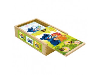 Набор из 15 деревянных кубиков-пазлов для детей, 6 изображений, Медведь Барибал