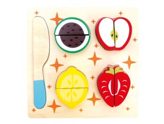 Puzzle educativ cu Fructe de feliat din lemn, 18x18x2 cm, 10 piese