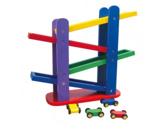 Деревянная игра с 4 машинками - Гонки на рампе 28x32x9,5 см