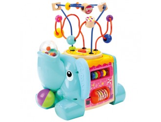 Cub din lemn multifunctional cu activitati Elefant