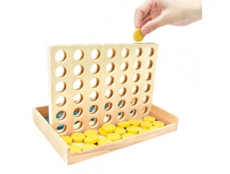 Деревянная игра на ловкость четыре в ряд, 44 детали, 23x16,5x3,5 см.