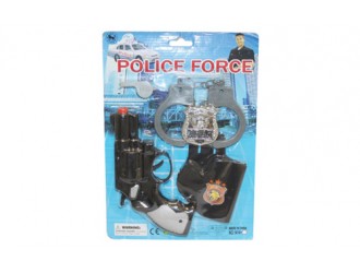 Полицейский комплект с пистолетом, наручниками, значком, свистком, кобурой 24321
