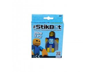 Figurina robot cu ventuze Stikbot albastru-galben