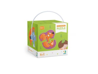 Пазл 6 в 1, 2-3-4 элементы Лесные животные, Dodo