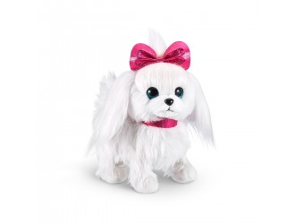 Интерактивная игрушка Белый щенок с розовым бантиком Paw Paw Puppy Pets Alive