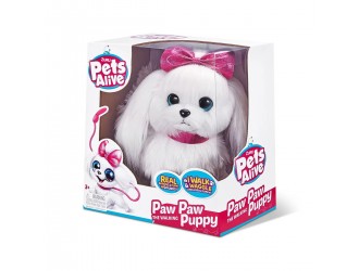 Интерактивная игрушка Белый щенок с розовым бантиком Paw Paw Puppy Pets Alive