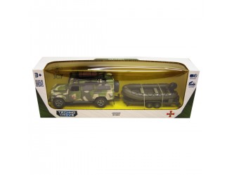 Игровой набор – Land Rover Defender Mилитари (с лодкой)