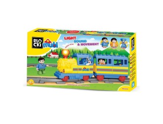 Set blocuri constructie Tren cu sunete si lumini 36 el. Blocki Mubi Tom's Happy Train