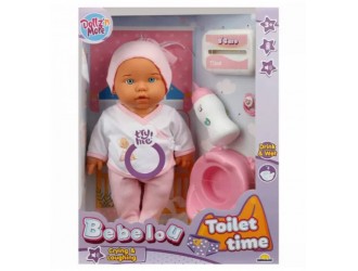 Кукла Bebelou 35 см, Dollz n More, Toilet Time, с функциями, звуками и аксессуарами, 2 вида розовый/синий