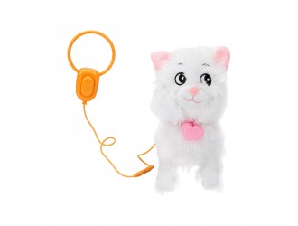 Интерактивная игрушка белая кошка с поводком и звуками