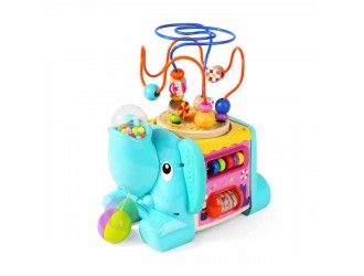  Cub din lemn 5 in 1 multifunctional cu activitati Elefant 28 x 27.2 x 19cm Top Bright