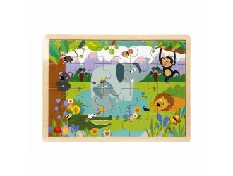 Puzzle din lemn Animale Salbatice 20 el. 30 x 22,5 cm Woody