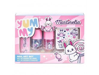 Set 2 lacuri de unghii, pila si stickere decorative Yummy, Martinelia