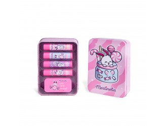 Set 5 produse pentru buze in cutie metalica Yummy, Martinelia