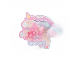 Set lac de unghii, balsam de buze si breloc pufos, Little Unicorn, Martinelia