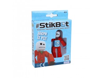 Figurina robot cu ventuze Stikbot rosu-alb