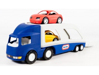 Set Camion transportor auto mare cu 2 masinute Little Tikes albastru-gri