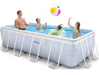 Piscina INTEX CHEVRON PRISM FRAME RECTANGULAR 400x200x100 cm, 6836 L, cadru metalic, INTEX