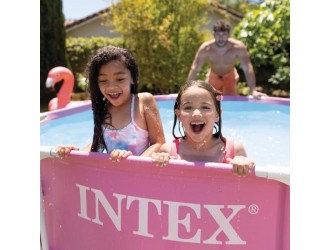 Piscina Pink Metal Frame 244x76xm, 2843L, cadru metalic, INTEX