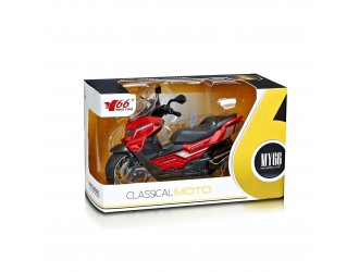 Мотоцикл Красный Classic Moto,, 1:12, металлические детали, со звуками и светом, механизм pull-back, 3 вида