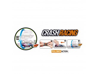 Jucarie masina din metal cu mecanism pull-back Crash Racing in asortiment, Salt lateral,