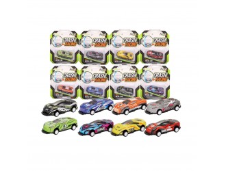 Jucarie masina din metal cu mecanism pull-back Crash Racing in asortiment, Salt lateral,