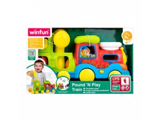 Поезд с мячиками, молотком, звуками, светом и веревкой Winfun
