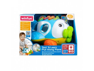Jucarie Avion-Sorter cu sunete si lumini, sfoara de tras, engleza, Winfun